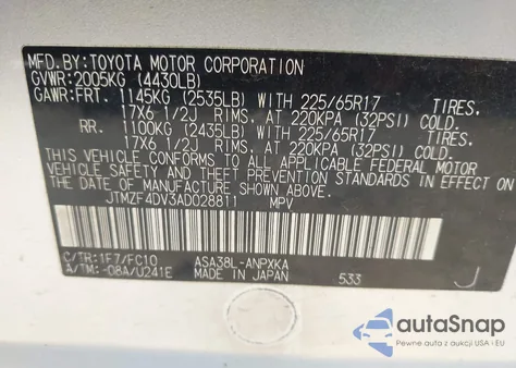 2010 Toyota Rav4 из США, поврежденный, VIN JTMZF4DV3AD028811